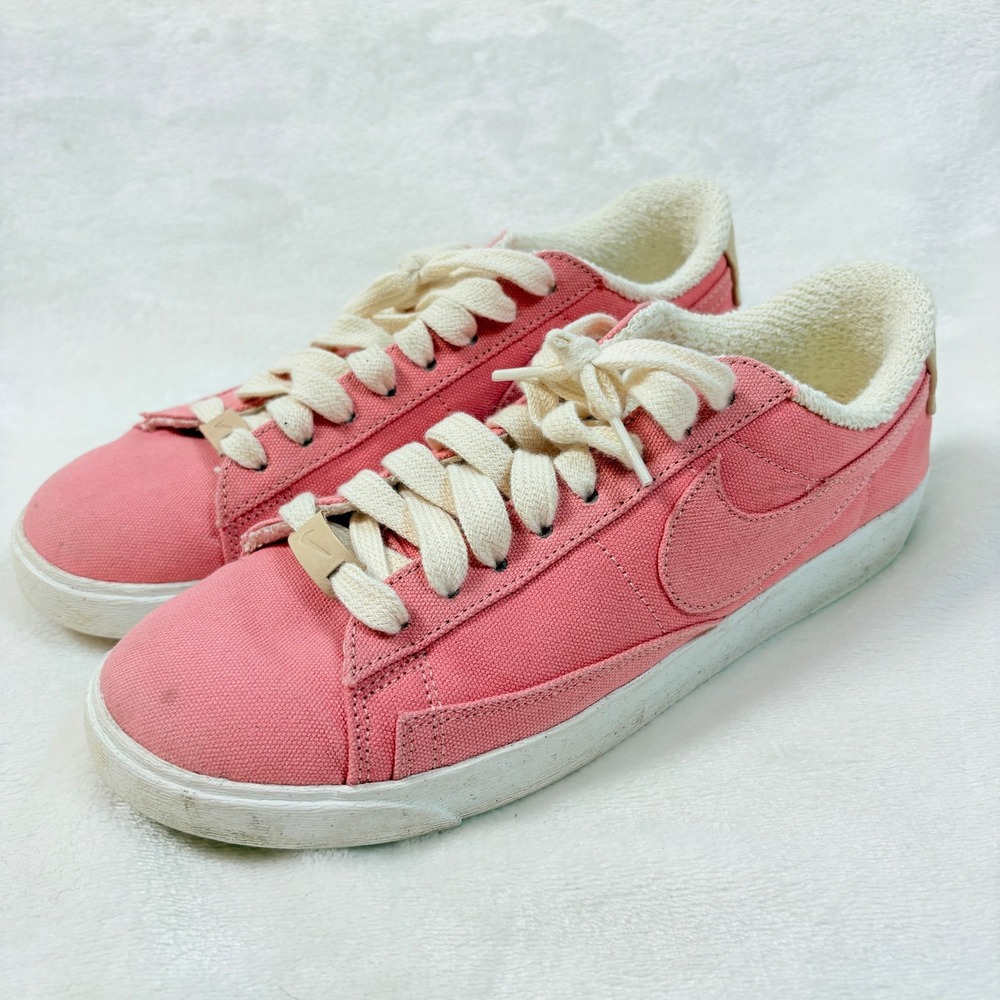 Nike Blazer Low Women 8.5 Pink Good Natural Dye Canvas AV9371-600 Sneaker